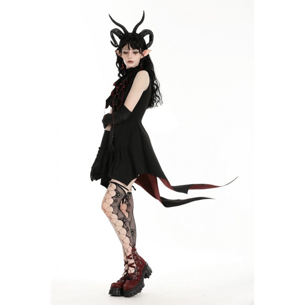 Darkinlove Women's Gothic Contrast Color Halloween Tail Dress