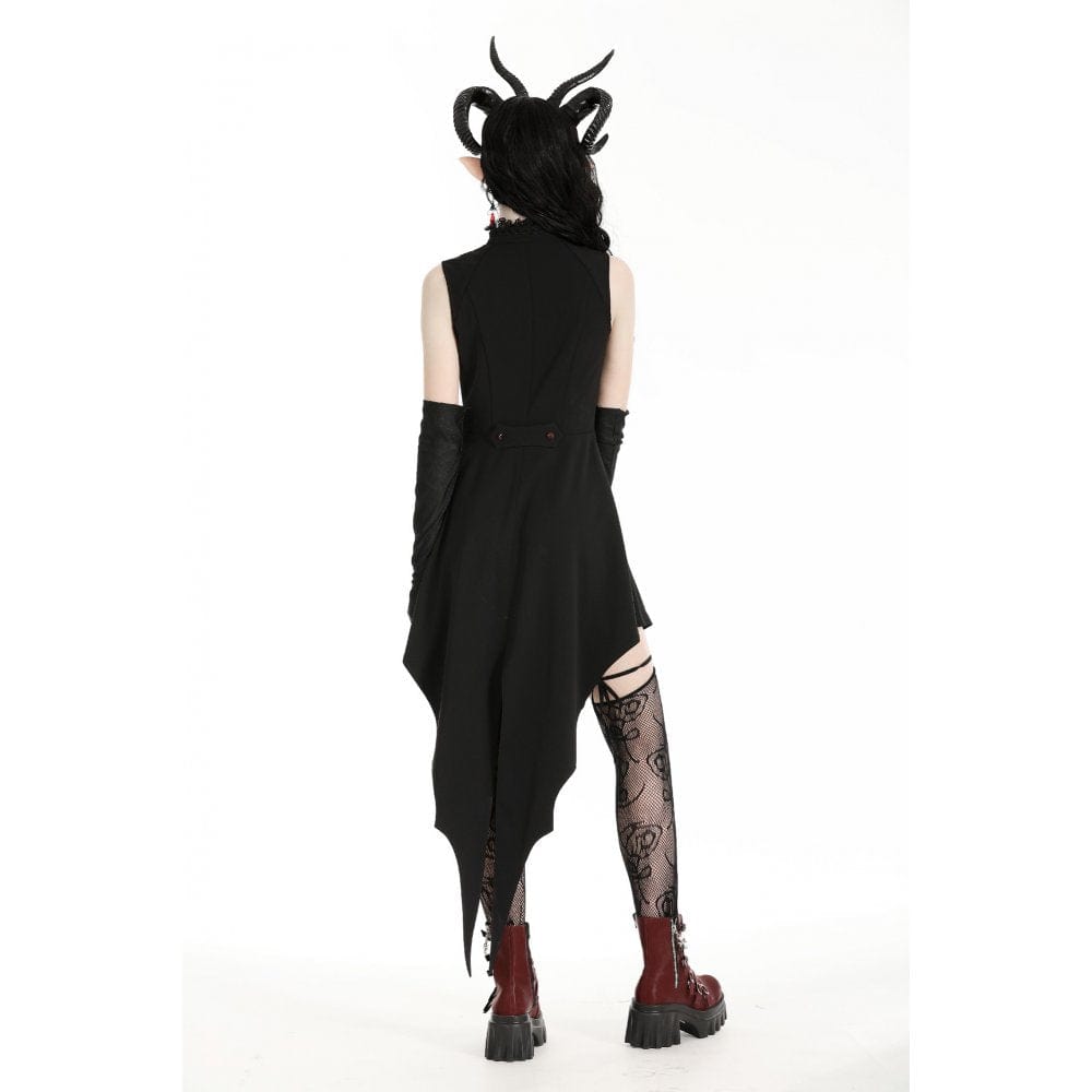 Darkinlove Women's Gothic Contrast Color Halloween Tail Dress