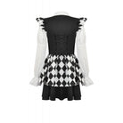 Darkinlove Women's Gothic Contrast Color Harlequin Puff Sleeved Dress