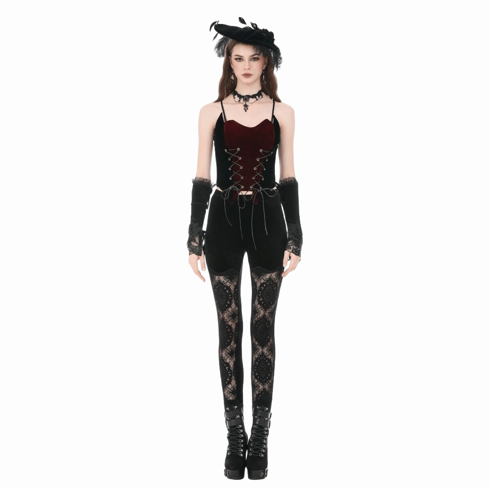 Darkinlove Women's Gothic Contrast Color Lace-up Bustier