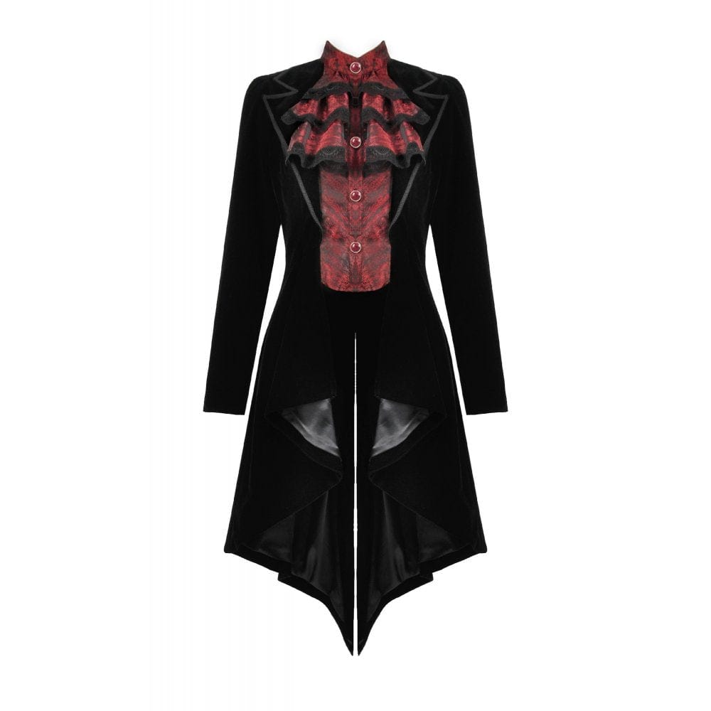 Darkinlove Women's Gothic Contrast Color Mock Two-piece Swallow-tailed Jacket