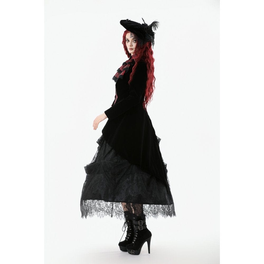 Darkinlove Women's Gothic Contrast Color Mock Two-piece Swallow-tailed Jacket