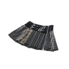 Darkinlove Women's Gothic Contrast Color Plaid Pleated Skirt