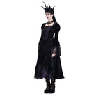 Darkinlove Women's Gothic Contrast Color Square-cut Collar Bell Sleeve Maxi Dress