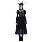 Darkinlove Women's Gothic Contrast Color Square-cut Collar Bell Sleeve Maxi Dress