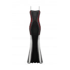 Darkinlove Women's Gothic Contrast Color Velvet Bodycon Dress