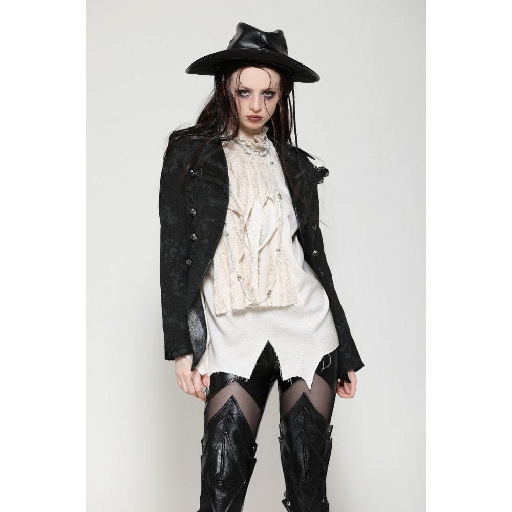 Darkinlove Women's Gothic Crochet Lace-up Jacket