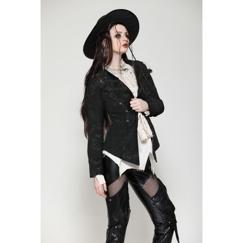 Darkinlove Women's Gothic Crochet Lace-up Jacket