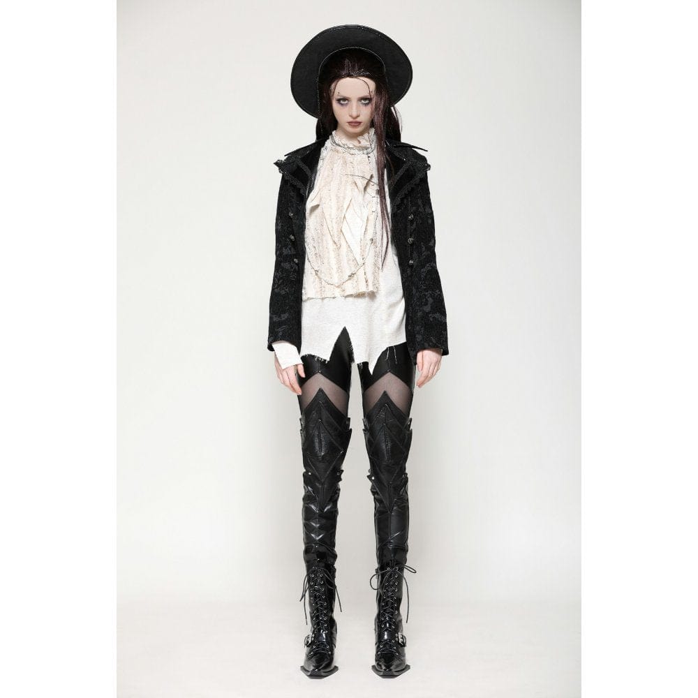 Darkinlove Women's Gothic Crochet Lace-up Jacket