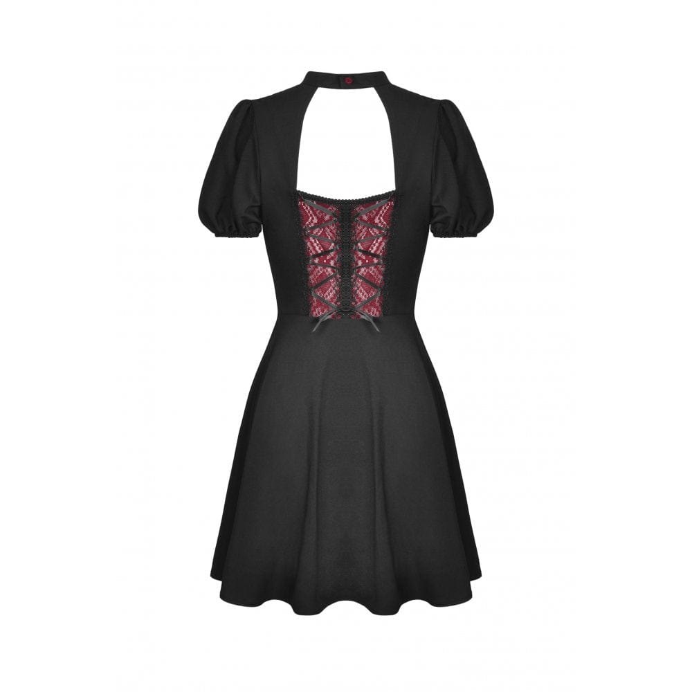 Darkinlove Women's Gothic Cross Contrast Color Doll Dress