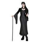 Darkinlove Women's Gothic Cross Decor Velvet Splice Jacquard Long Sleeved Dress