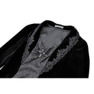 Darkinlove Women's Gothic Cross Decor Velvet Splice Jacquard Long Sleeved Dress