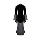 Darkinlove Women's Gothic Cross Decor Velvet Splice Jacquard Long Sleeved Dress