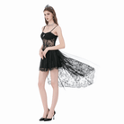 Darkinlove Women's Gothic Cross Floral Sheer Slip Dress with Tail