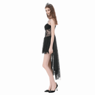 Darkinlove Women's Gothic Cross Floral Sheer Slip Dress with Tail