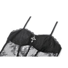 Darkinlove Women's Gothic Cross Floral Sheer Slip Dress with Tail