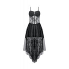 Darkinlove Women's Gothic Cross Floral Sheer Slip Dress with Tail