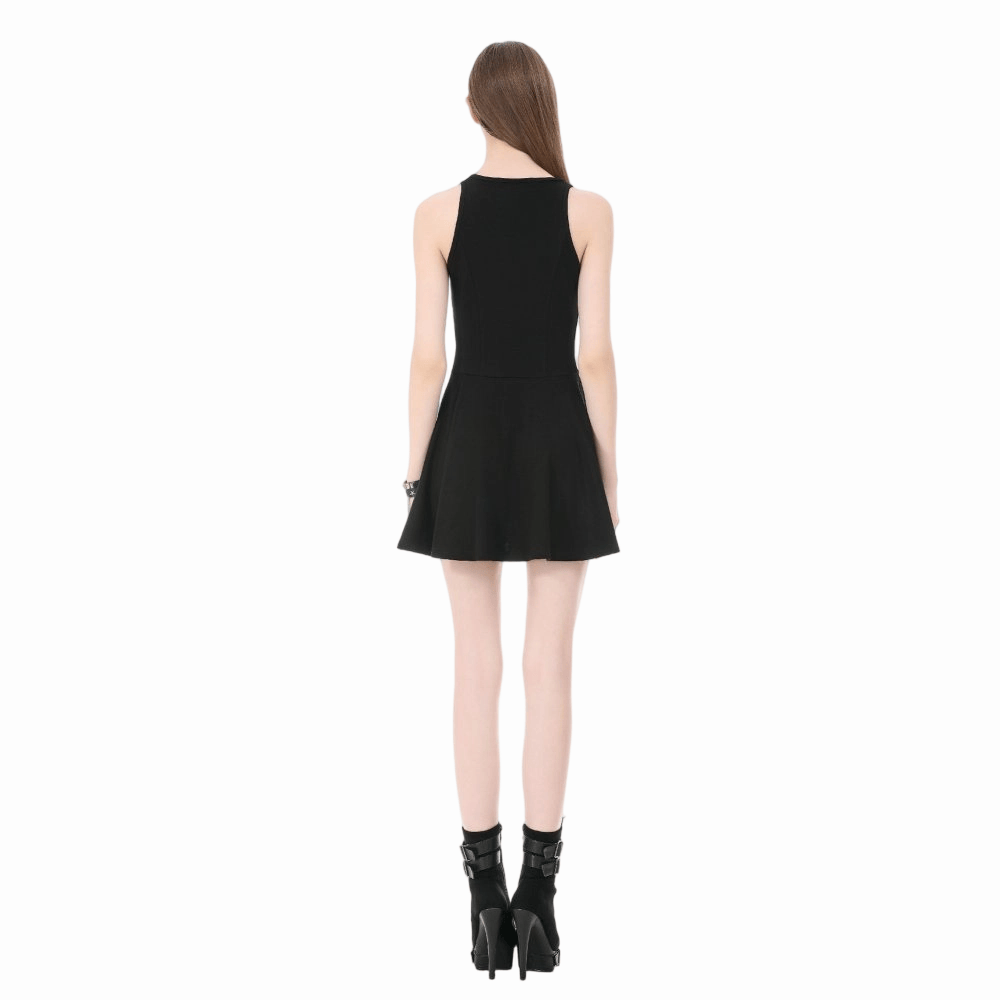 Darkinlove Women's Gothic Cross Plunging Lace-up Short Dress