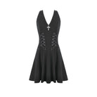 Darkinlove Women's Gothic Cross Plunging Lace-up Short Dress