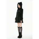 Darkinlove Women's Gothic Cross Plush Cat Ear Hooded Coat