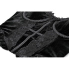 Darkinlove Women's Gothic Cross Trimmed Ruffled Velvet Top
