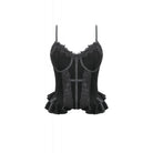 Darkinlove Women's Gothic Cross Trimmed Ruffled Velvet Top