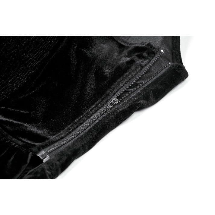Top da donna in velluto con volant e finiture a croce gotica di Darkinlove