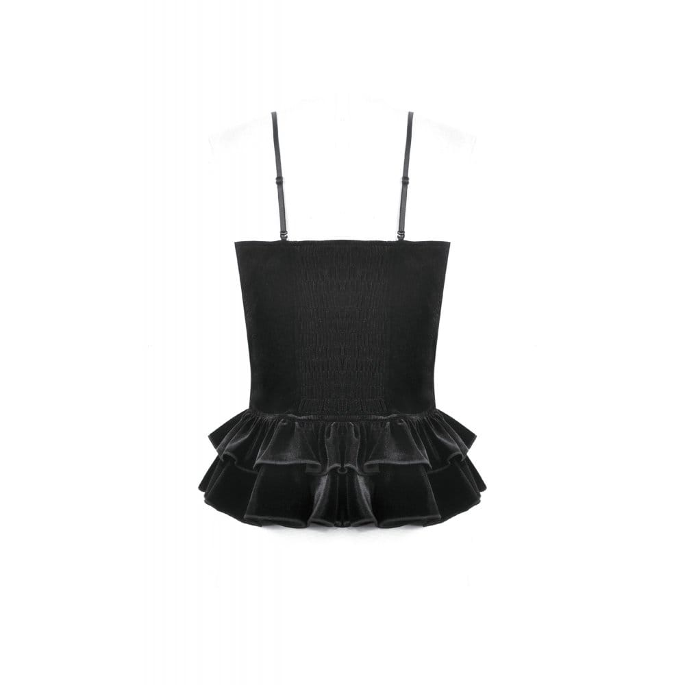 Top da donna in velluto con volant e finiture a croce gotica di Darkinlove