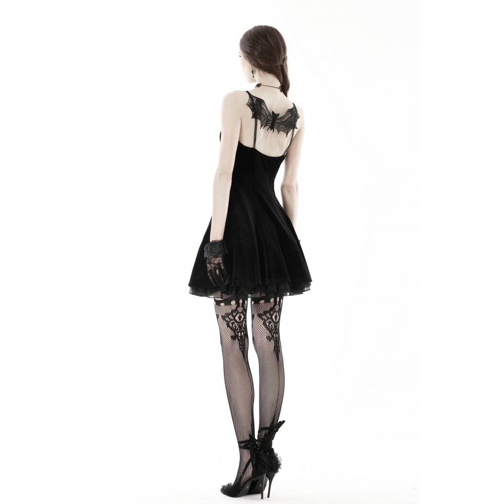 Darkinlove Women's Gothic Cross Velvet Slip Dress