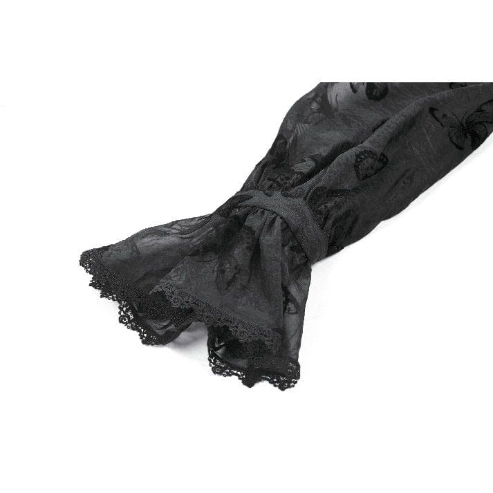 Darkinlove Women's Gothic Cut-out Butterfly Mesh Sleeves Shirt