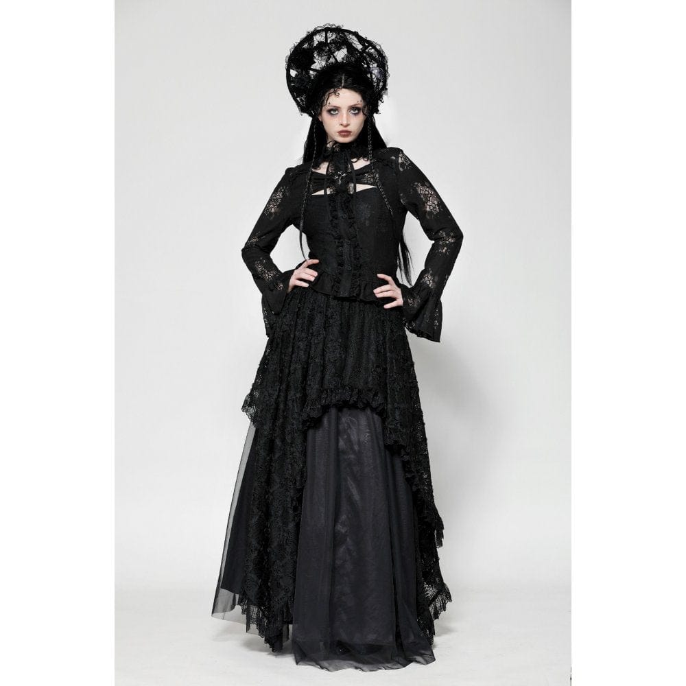 Darkinlove Women's Gothic Cut-out Lace Long Sleeved Shirt