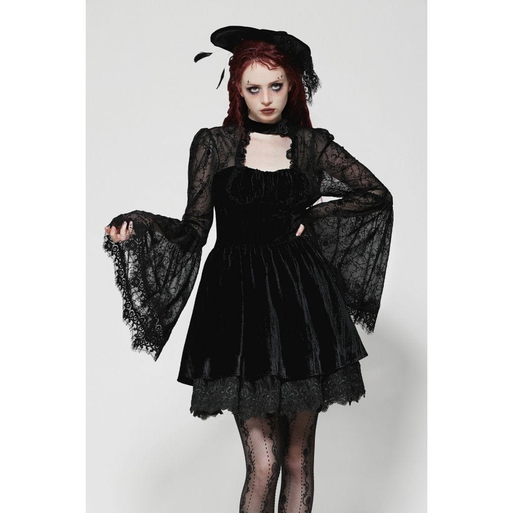 Darkinlove Women's Gothic Cut-out Lace Short Dress