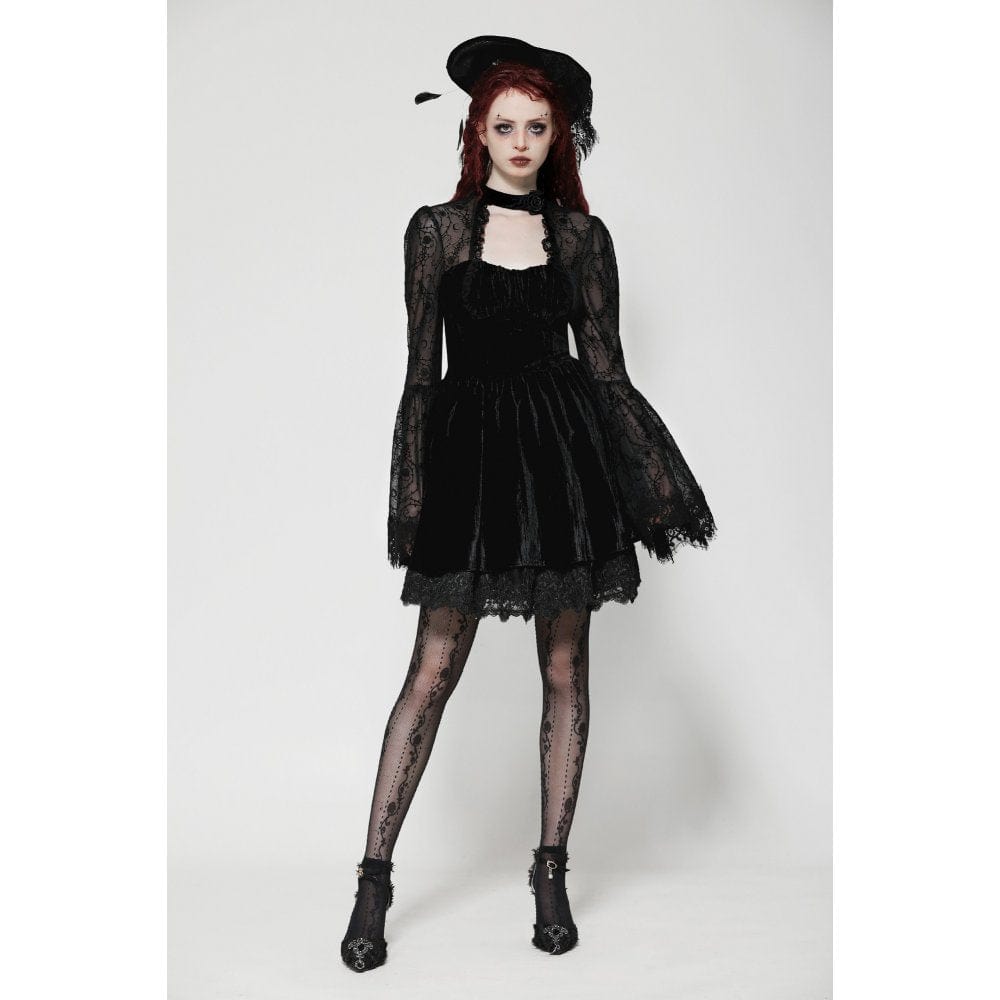 Darkinlove Women's Gothic Cut-out Lace Short Dress