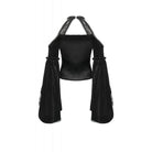 Darkinlove Women's Gothic Cutout Halterneck Velvet Flared Sleeved Shirt