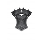Darkinlove Women's Gothic Cutout Lace Ruffles Jacquard Short Sleeved Shirt