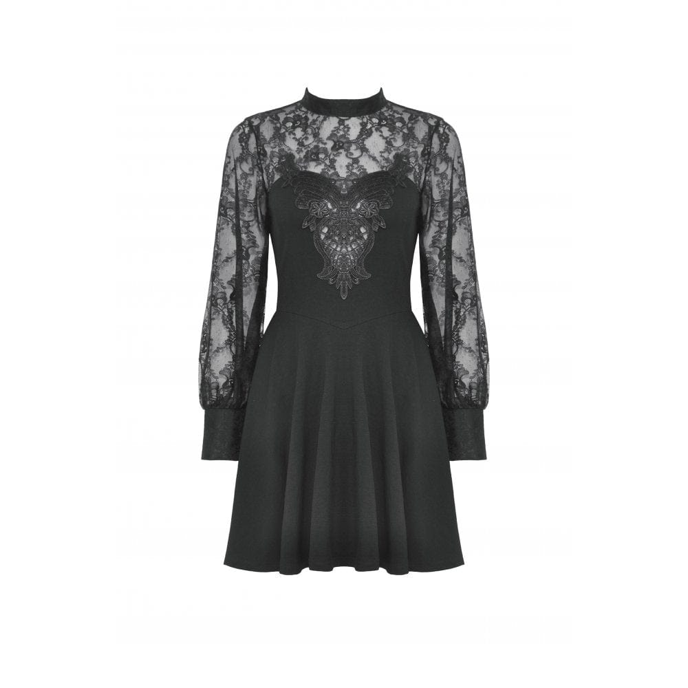 Darkinlove Women's Gothic Cutout Lace Splice Dress