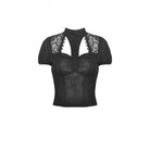 Darkinlove Women's Gothic Cutout Lace Splice Shirt