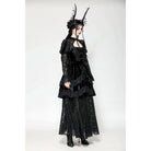 Abito da sera in velluto con pizzo e spacchi gotici da donna Darkinlove