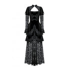 Abito da sera in velluto con pizzo e spacchi gotici da donna Darkinlove