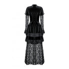 Abito da sera in velluto con pizzo e spacchi gotici da donna Darkinlove