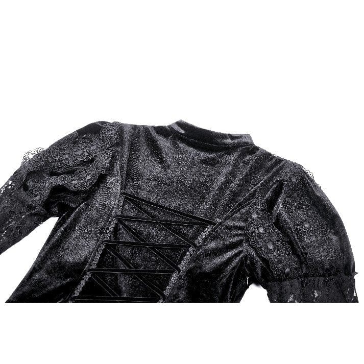 Vestido de noche gótico de terciopelo con encaje y aberturas para mujer de Darkinlove