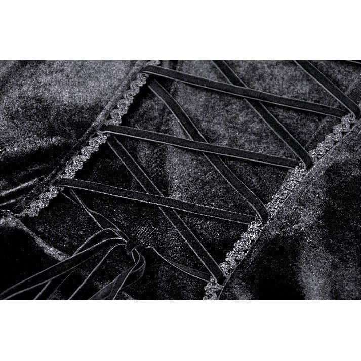 Vestido de noche gótico de terciopelo con encaje y aberturas para mujer de Darkinlove