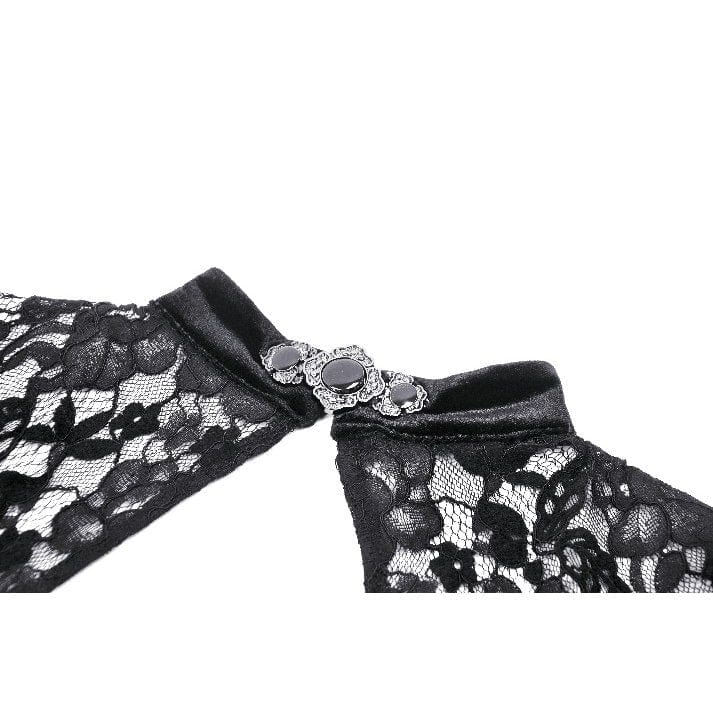 Vestido de noche gótico de terciopelo con encaje y aberturas para mujer de Darkinlove