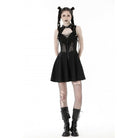Darkinlove Women's Gothic Cutout Mesh Splice Buckle Dress
