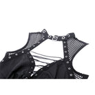 Darkinlove Women's Gothic Cutout Mesh Splice Buckle Dress