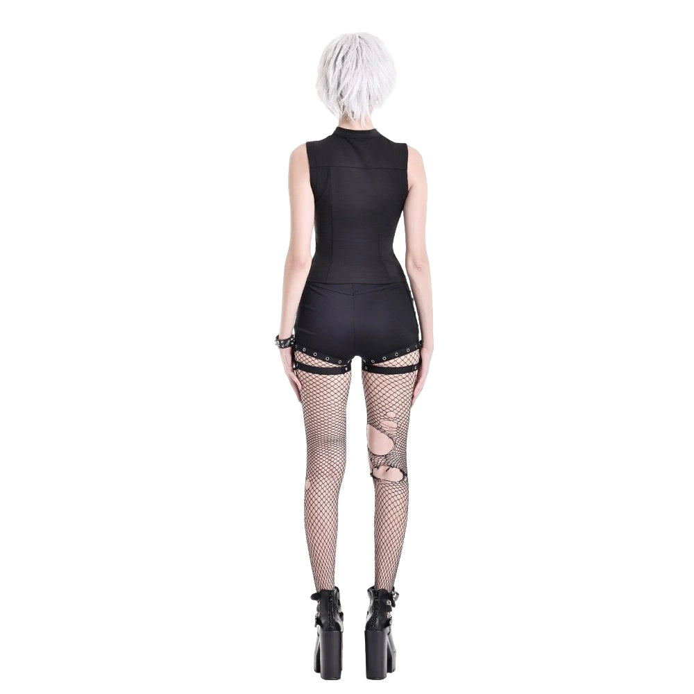 Darkinlove Women's Gothic Cutout Pentacle Buckle Strap Tank Top