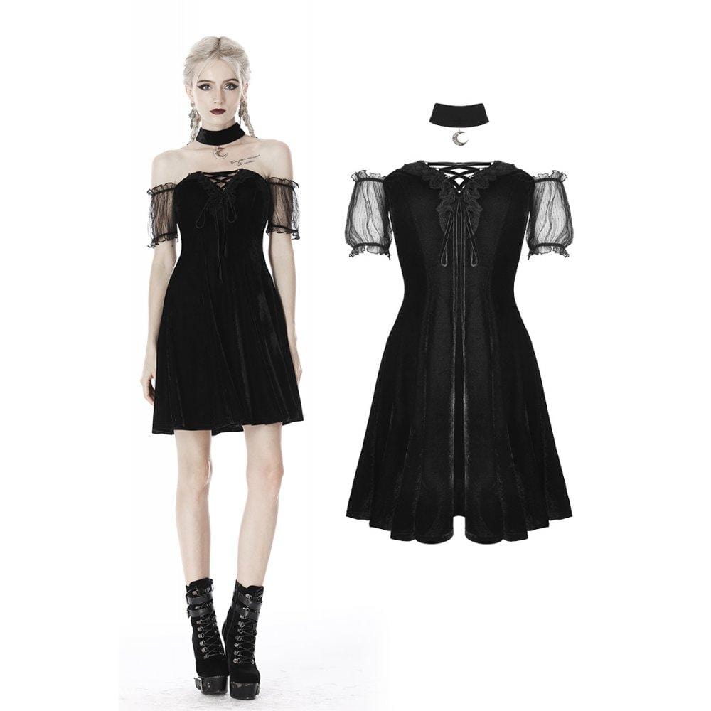  Akklian Women's Gothic Sexy Dress Off Shoulder Elegant