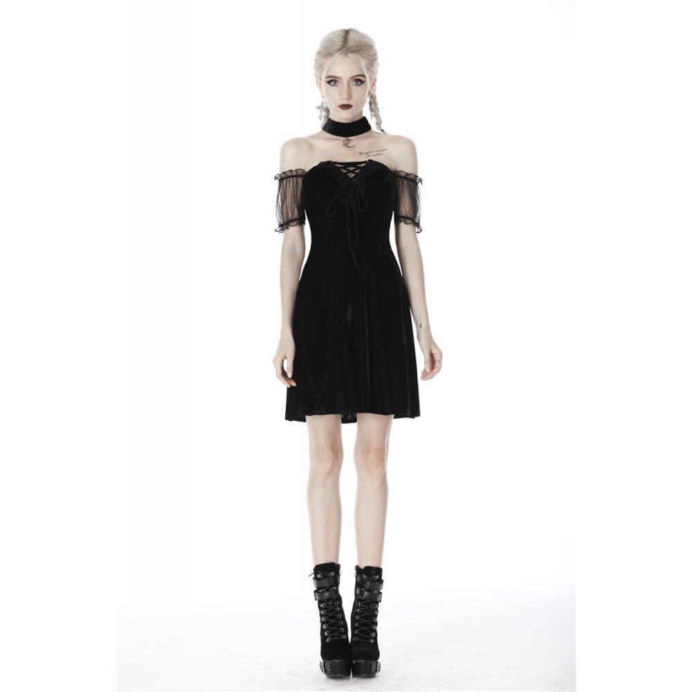 Darkinlove Women's Gothic Daily Mech Short Sleeved Halter Dresses