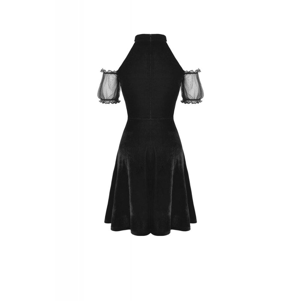Darkinlove Women's Gothic Daily Mech Short Sleeved Halter Dresses