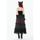 Darkinlove Women's Gothic Decal Lace-up Velvet Bustier